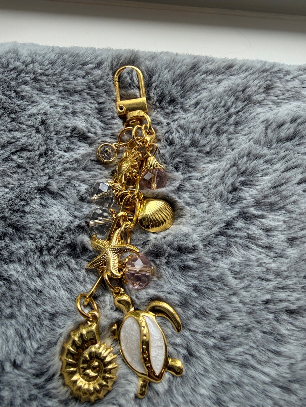 Gold Seashell & Turtle Charm Keychain/Handbag or backpack charm